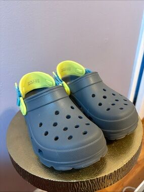 CROCS Kids Clog in Navy with Neon Yellow Accents